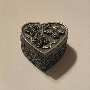 JJ Jonette Brooch & Earring Butterfly Pewter Set w/Trinket Box